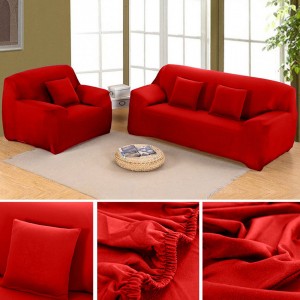 Red  Jersey Fitted Sofa Cover Set | Comfortable Couch Cover | 3 Seater | 2 Seater | 1 Seater | 5,6 & 7 Seater Sets | Narmo Gudaz	